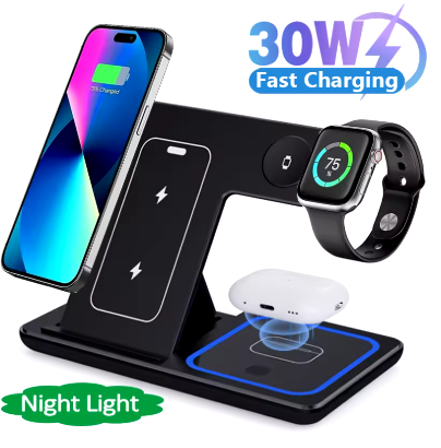 GameSpace Gear™  30W LED Fast Wireless Charger Stand 3 in 1